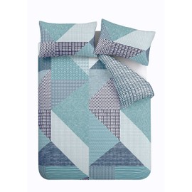 Catherine Lansfield Bedding Larsson Geo Single Duvet Cover Set with Pillowcase Teal