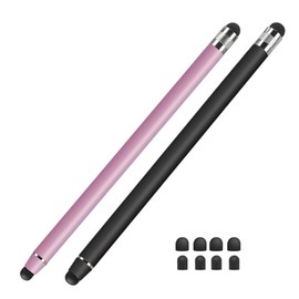 Lamkrtlp Stylus Pens for Touch Screens, 2 Pack Touchscreen Pen 2 in 1, Capacitive Stylus Pen for Tablet with 8 Replace Tips(Black+Rose Gold)