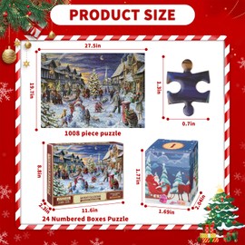 PYOCRD Puzzle Advent Calendar 2024,Jigsaw Advent Calendar,Christmas Advent Calendar with 24 Boxes Puzzles,Advent Calendar Jigsaw Puzzle Countdown to Christmas Gifts for Adults Kids
