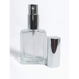 Clear Glass 60 ml. Flat Shape Spray Bottle. Fine Mist Perfume Cologne Spray Atomizer for Essential Oil Aromatherapy Perfume Cologne. Wholesale Quantities Available (2 oz. 24 Bottles, Silver)