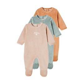 Vertbaudet VERTBAUDET3-Pack Baby Velvet Romper Basic Oeko-Tex, camel