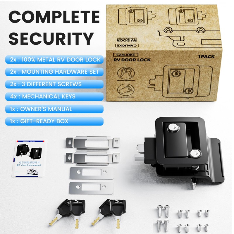 CAMJOKE RV Door Lock Replacement,RV Locks,100% Metal,RV Door Locks,Camper Door