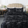 Caressma Black Marble Comforter Set Queen, 3 Pieces Modern Pattern