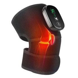 MOAJAZA Heated Knee Massager Heated Knee Brace Wrap, Vibration Knee Heating Pads, 3 Adjustable Intensity and Temperature, Knee Brace Wrap for Knee/Elbow/Shoulder Relax, Black