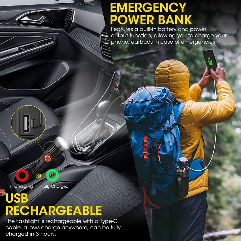 Rechargeable Flashlight High Lumens, High Lumens Super Bright Magnetic Flash