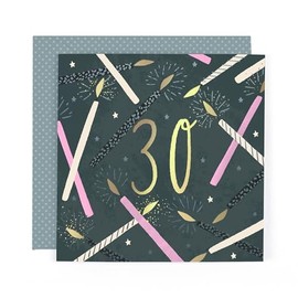 Hotchpotch Luxury Foiled 30th Birthday Card - Contemporary Greeting Card London 6 x 6