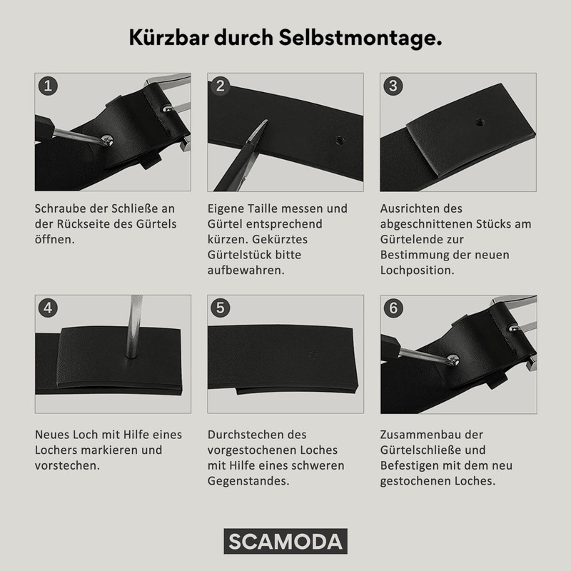SCAMODA Double Hole Rivet Belt with Leather for Men and