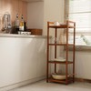 Utoplike Teak Wood Bathroom Shelf Organizer Stand, Standing Shelves Shower