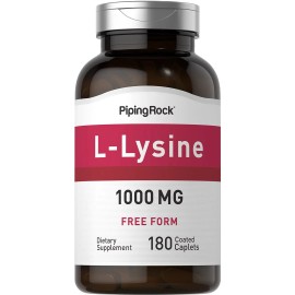 Piping Rock  L-Lysine 1000mg | 180 Caplets | Free Form | Vegetarian | by Piping Rock