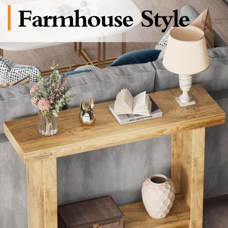 LIFECHOVY Farmhouse Wood Entryway Table Narrow Console Tables with Storage