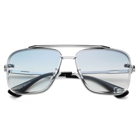COASION Mens Sunglasses Costume Eyewear Retro Square Aviator Sun Glasses Frames for Women (Silver/Gradient Blue)