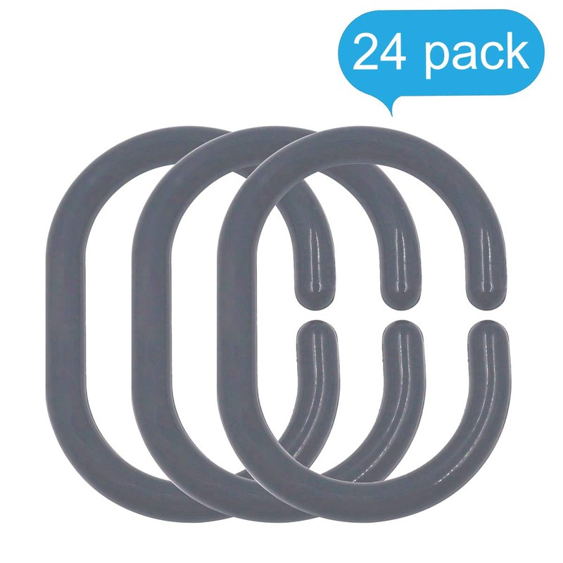 Qulable 24 pcs Shower Curtain Rings Plastic Shower Curtain Hooks