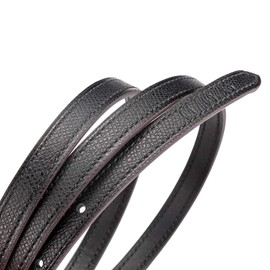 Vatee's Women's Reversible Real Leather Replacement Dress Belt Strap without Buckle 0.51"/13mm Wide Adjustable 43" Long Black/Black