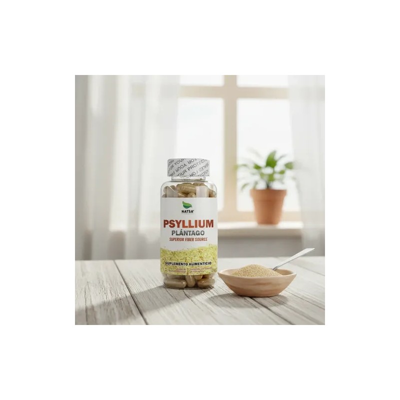 Psyllium Plantago Husk 100 Cápsulas, Calidad Premium