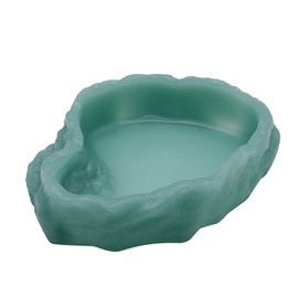 Reptile Water Dish,Resin Reptile Rock Food Feeder Bowl, Water and Food Bowl,Terrarium Decor for Leopard Gecko, Lizard,Spider,Turtle,Scorpion, Chameleon,Hermit Crabs (M, Green-Glow in Dark)
