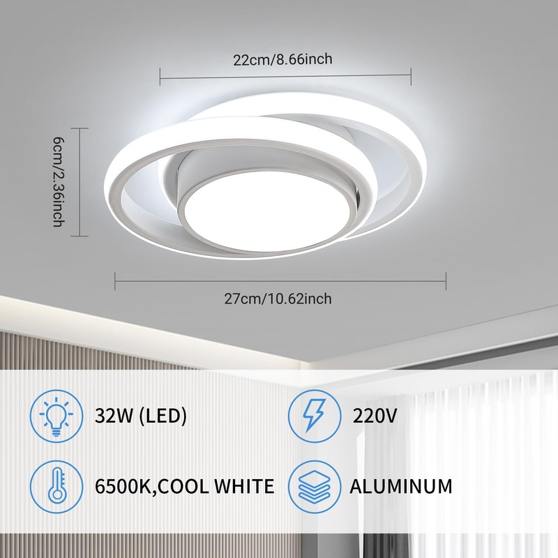 Dorlink LED Ceiling Light, 32W 2880LM Modern Ceiling Light Round