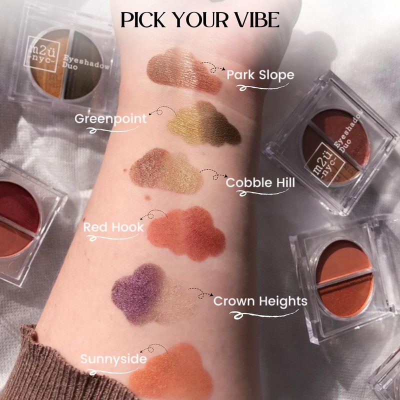 M2U NYC EyeShadow Duo, Eye Shadow Set, Multiple Shades/Colors, Makeup