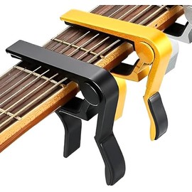 [2 Pack] Guitar Capo 6-String Single Handed Capo for Acoustic & Electric Guitar Capo - Black & Gold