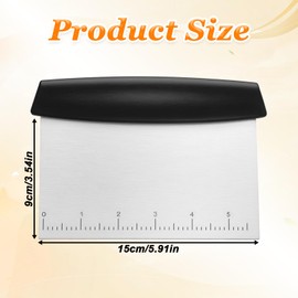 Lnngub Griddle Scrapers for Flat Tops,Bench Scraper Stainless Steel Dough Scraper with Scale Pizza and Dough Cutter Kitchen Scrapers Tool for Pastry,Food,Bread (Black)