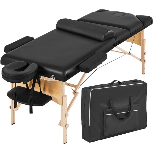 Topeakmart Adjustable 3 Fold Spa Table Massage Bed Portable Salon