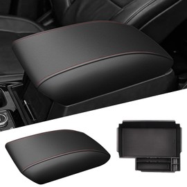 AOMSAZTO Center Console Storage Box for 2020 2021 2022 Ford Explorer with Armrest Covers Black with Red Stiches