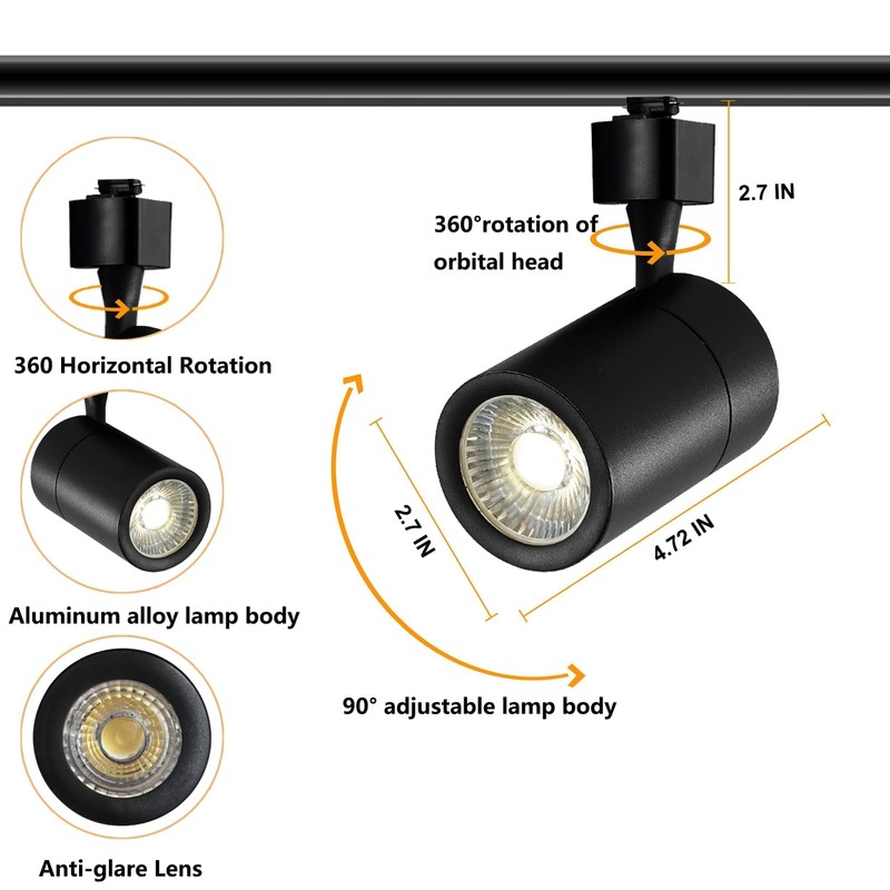 Yuemegou Black Super-Bright H Type LED Track Lighting,4000K Natural White