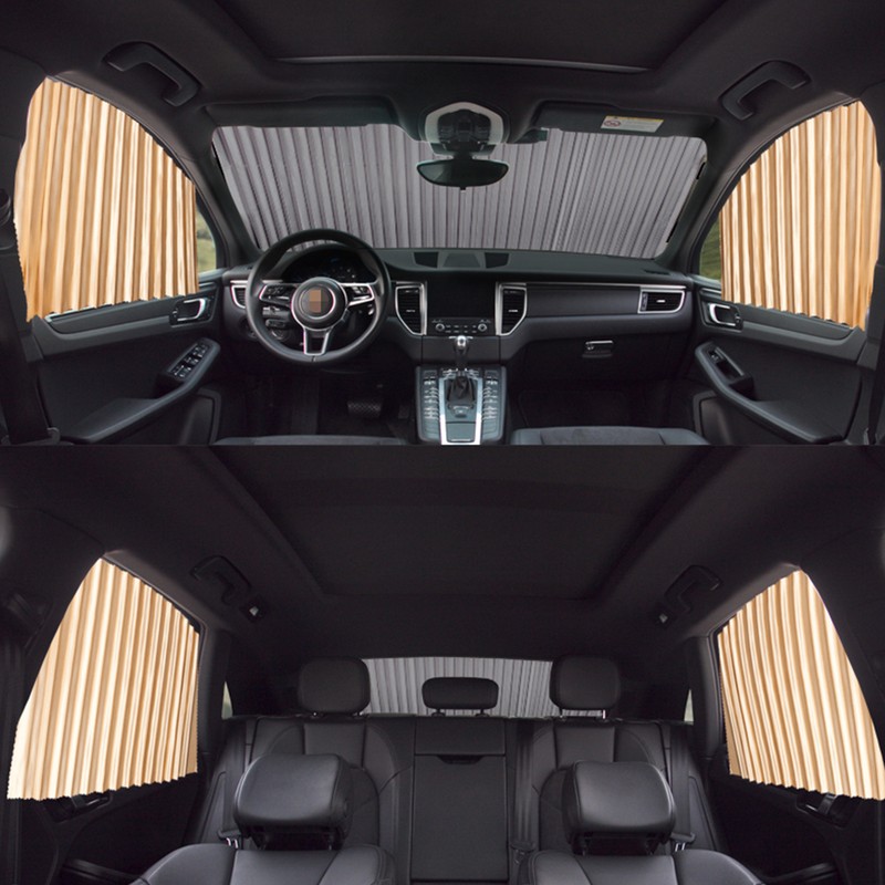 4Pcs Car Curtains Car Side Window Sunshade Curtain Magnetic Rail