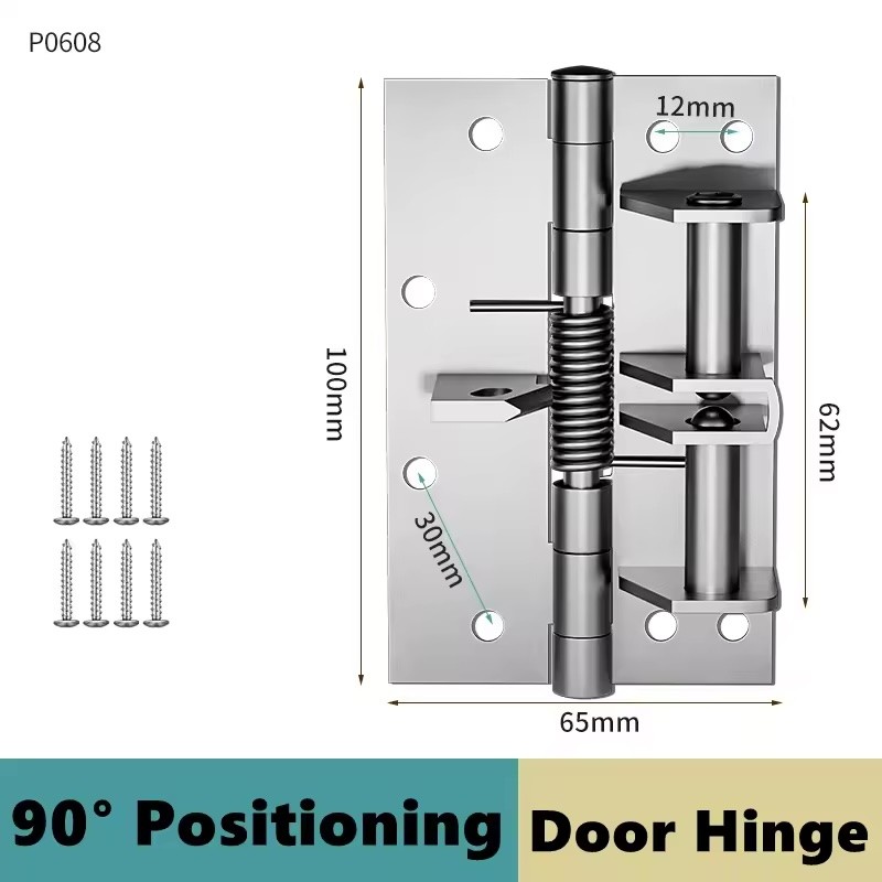 2-Pack 3-in-1 Stainless Steel Self-Closing Spring Door Hinges with 90°