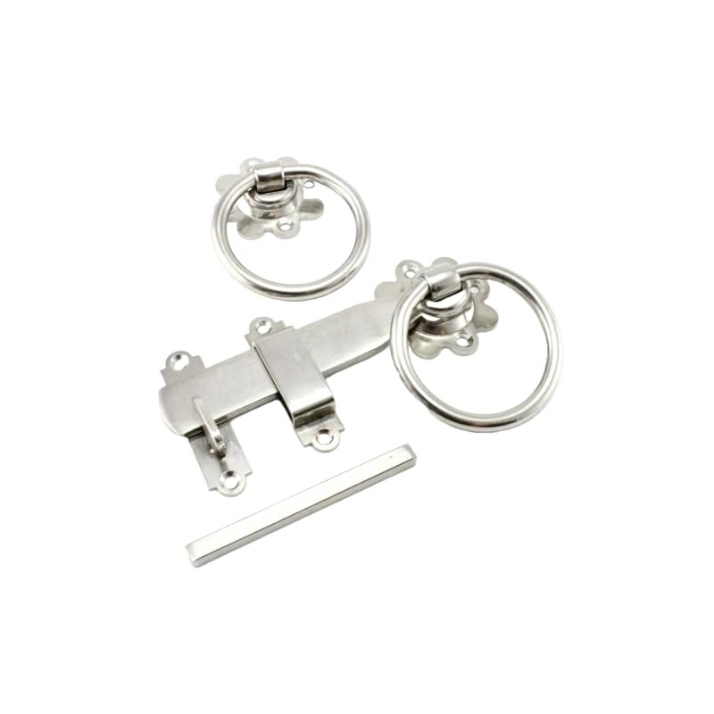 Stainless Steel Ring Gate Latch Set, 150mm, Grade 316, Double-Sided