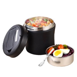 Skifnee - Thermo Food Jar For Hot Food - 40 OZ, Thermos soup containers With lid, Wide Mouth Vacuum Insulated Stainless Steel Leakproof Bento Box With Spoon,Black