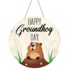 Groundhog Day Round Sign 12x12in - Minimalist Wood Plaque with
