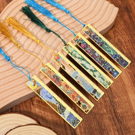 Andibro Pack of 6 Flower Metal Bookmarks, Hollow Bookmarks in Vintage Oil Painting Style with Scale Tassel for Book Lovers, Floral Bookmarks, Reading Bookmarks for Women, Teachers, Students, Gift