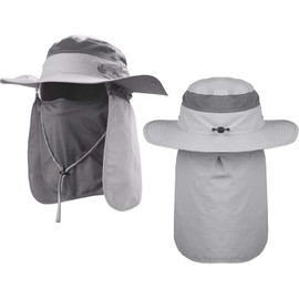 The Friendly Swede Outdoor Bush Hat, Pack of 2 - Ideal as a Sun Hat, Safari Hat, Outdoor Hat, Fishing Hat, Garden Hat, Camping Hat for Women, Men and Children, grey