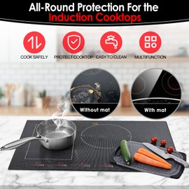 KitchenRaku Large Induction Cooktop Protector Mat 21.2x35.4 IN,Translucent (Magnetic) Electric Stove Burner Covers Antiscratch as Glass Top Stove Cover or Electric Stove Top (21.2x35.4 Inch L)