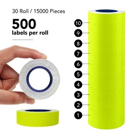30 Rolls 15000 Price Gun Labels for Mx-5500 White Price Marker Stickers, Super Sticky Label Paper Tag Labels (Yellow)