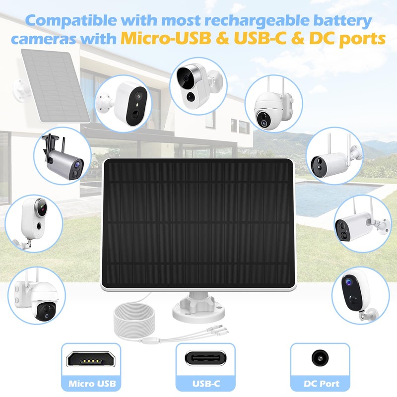 Solar Panel for Security Camera, Camera Solar Panel Suitable for