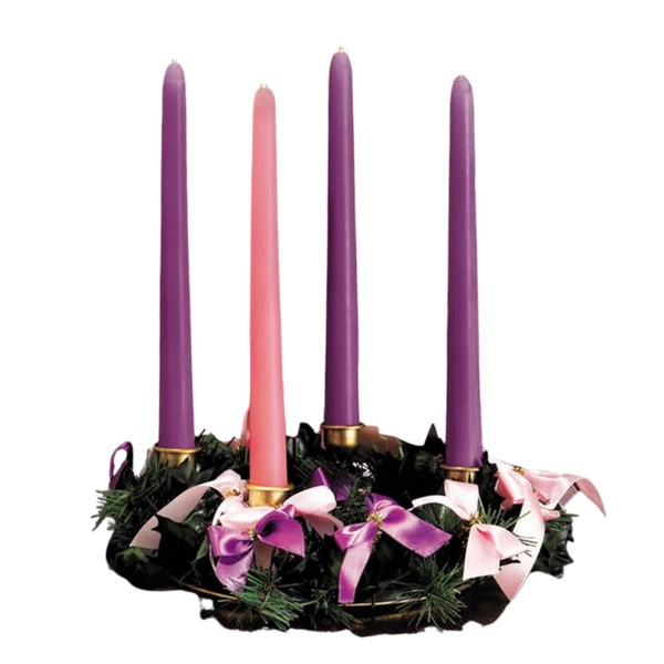 Advent Wreath with Ribbons, Traditional Religious Christmas Candleholder, Tabletop Centerpiece