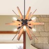 VANZARLA 6-Light Sputnik Pendant Light Black, Wood Chandelier for Dining