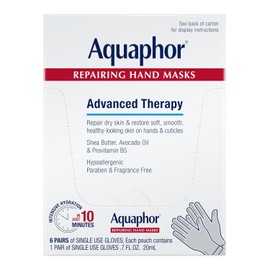 Aquaphor - Mascarillas reparadoras de terapia avanzada, 6 máscaras x 0.7 onzas líquidas | Moisturizing Masks for Dry Hands, Hydrating Ski...