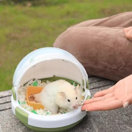 Portable Hamster Travel Carrier with Water Bottle (Green)