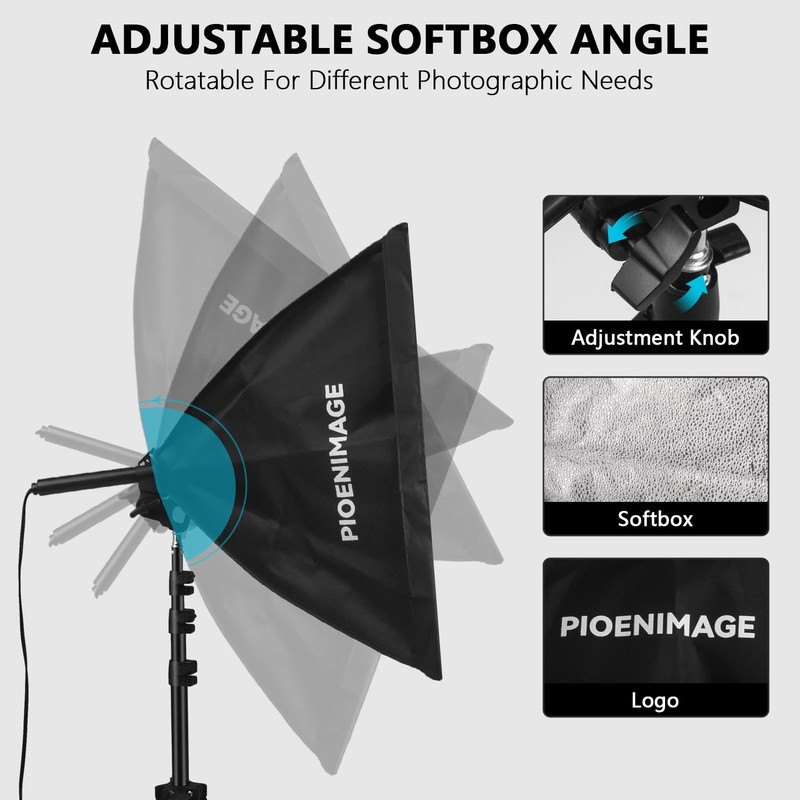 PIOENIMAGE Softbox Lighting Kit, Soft Box Photography Lighting Set with