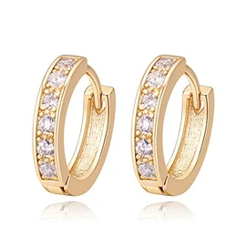 Aretes para Mujer, Pendientes de Aro con Diamante con Zirconia Cúbica, Oro