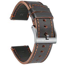 hemsut h Soft Leather Watch Bands for Men, Horween Quick Release Leather Watch Strap Vintage Watch Replacement Wrap of 20mm