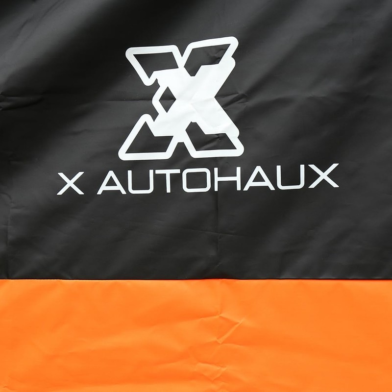 X AUTOHAUX L Black Orange Motorcycle Cover Waterproof Dust UV