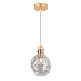 WSlyrilx Pendant Lights Kitchen Island Organic Globe Smoky Color Modern Blown Glass Kit Adjustable Cord Hanging Light Fixtures Table Bar Dining Room Counter Bedroom Diameter 5.9 Inch