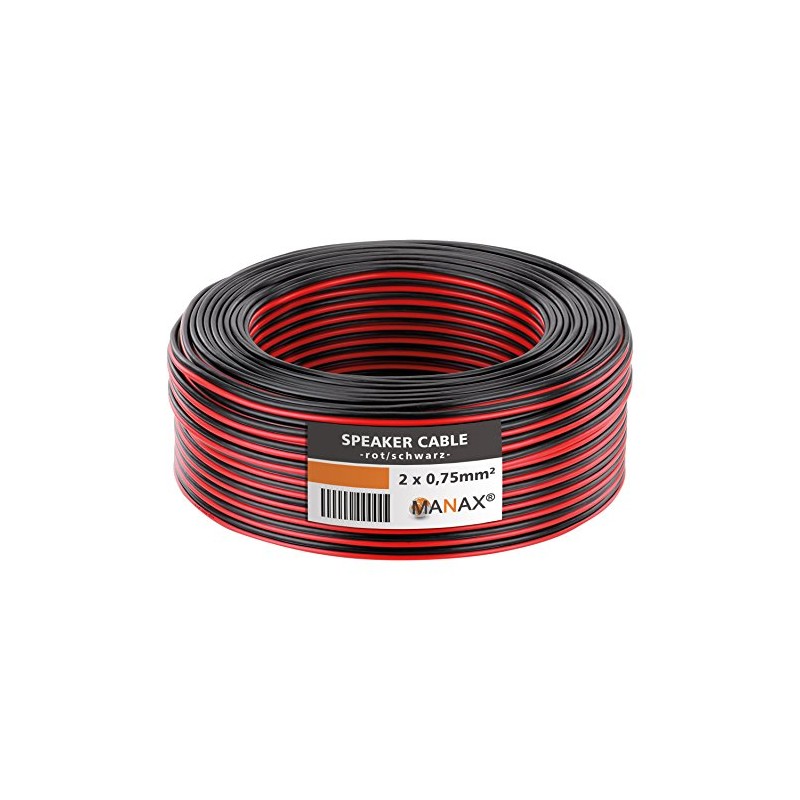 MANAX® Loudspeaker Cable 10 m 2 x 0.75 mm² Red/Black