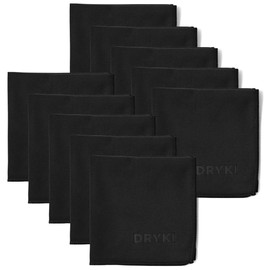 DRYKI Sweat Absorbing Handkerchiefs - The Original Quick-Dry Microfiber Sweat Rags & Towels for Face, Hands, & Body - Perfect for Gym, Sports, and Work (Classic Black, 10 Pack)