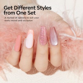 Modelones UV Nagellack, 6 Farben Gel Nagellack UV mit Magnet, Cat Eye Gel UV Nagellack Set Rosa Nude Glitzer Shellac Nagellack Soak Off French Manicure DIY zu Hause Geschenke für Frühling Sommer, 7 ml