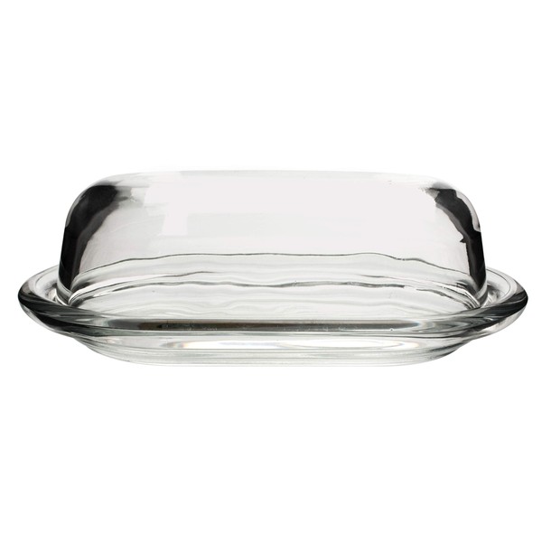Pasabahce Glass Butter Dish, Tempered, White, 2 éléments