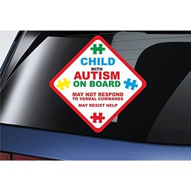 CHILDREN/CHILD With Autism On Board - Vinyl Printed Sticker - Awareness & Informational sticker for Emergency Services (CHILD)